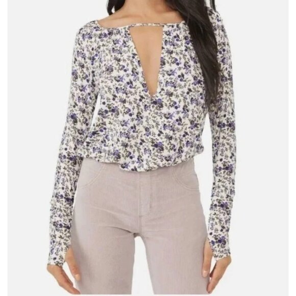 Free People Tops - Free People Kaya Print Cutout Bodysuit in Multicolor